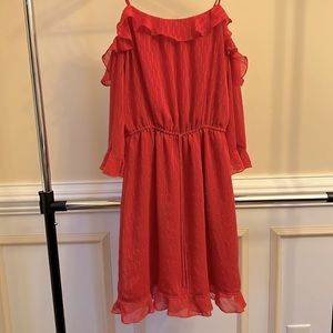 Chelsea & Violet, women’s small, red shade, open shoulder, dress.